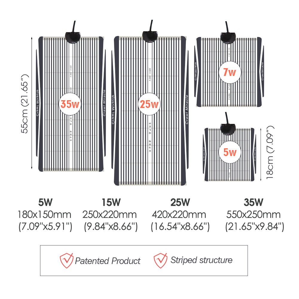 5W 15W 25W 35W Graphene Reptil - đánh giá và giá Seedling Heat Pad